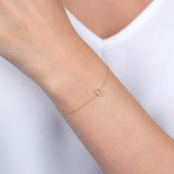 1/20 Ctw Initial 'L' Round Cut Diamond Bracelet in 10K Yellow Gold