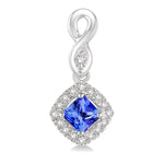 Load image into Gallery viewer, 4x4 MM Cushion Shape Tanzanite and 1/5 Ctw Round Cut Diamond Earrings in 10K White Gold