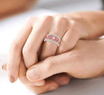 Load image into Gallery viewer, 5/8 Ctw Round and Princess Cut Diamond Wide Band in 14K White and Rose Gold