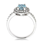Load image into Gallery viewer, 8x6mm Oval Cut Aquamarine and 1/3 Ctw Round Cut Diamond Ring in 14K White Gold