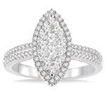 Load image into Gallery viewer, 3/4 Ctw Marquise Shape Round Cut Diamond Lovebright Ring in 14K White Gold