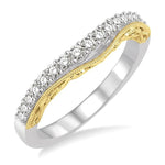Load image into Gallery viewer, 1/3 Ctw Round Cut Diamond Wedding Band in 14K White and Yellow Gold