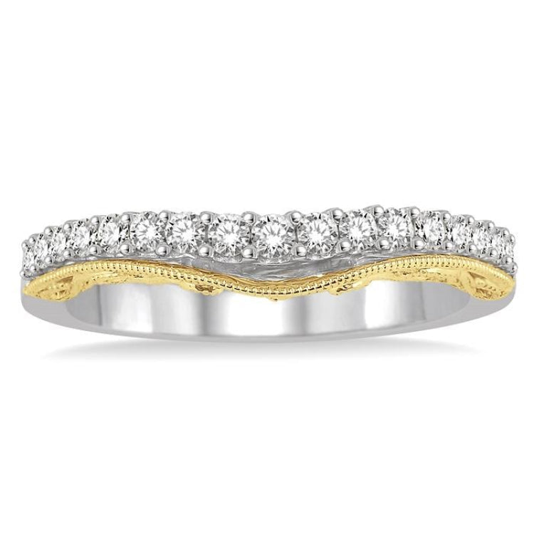 1/3 Ctw Round Cut Diamond Wedding Band in 14K White and Yellow Gold