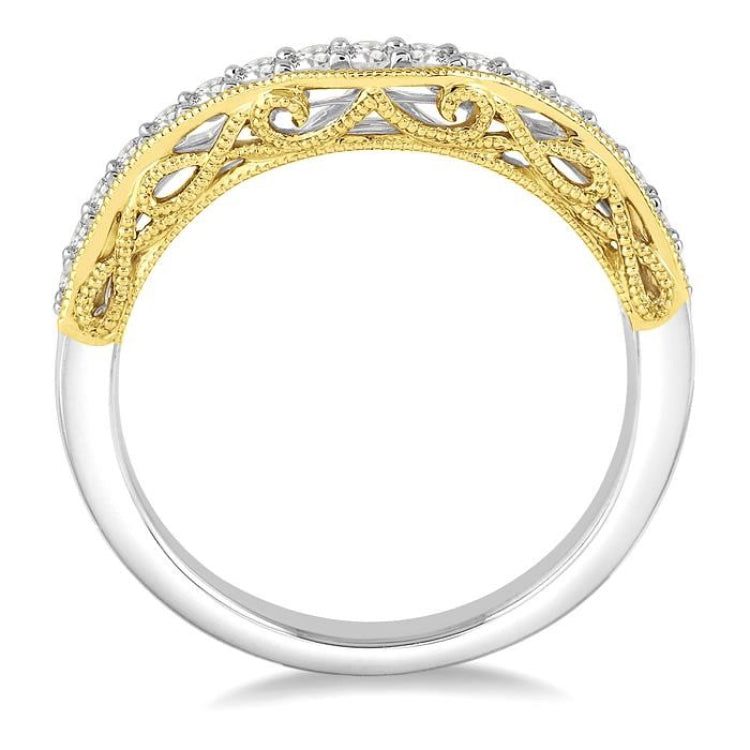 1/3 Ctw Round Cut Diamond Wedding Band in 14K White and Yellow Gold