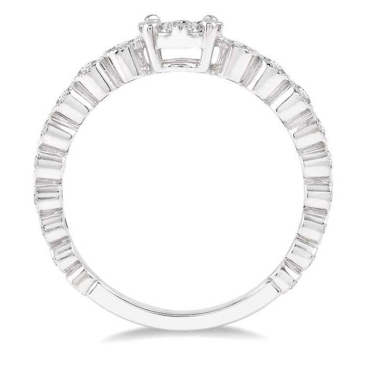 1/3 Ctw Round Shape Lattice Lovebright Diamond Cluster Ring in 14K White Gold