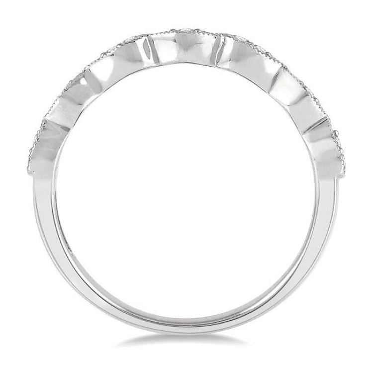 1/10 Ctw Pear and Rhombus Shape Lattice Round Cut Diamond Wedding Band in 14K White Gold