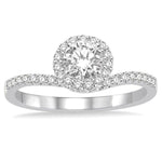 Load image into Gallery viewer, 1/2 Ctw Diamond Engagement Ring with 1/4 Ct Round Cut Center Stone in 14K White Gold