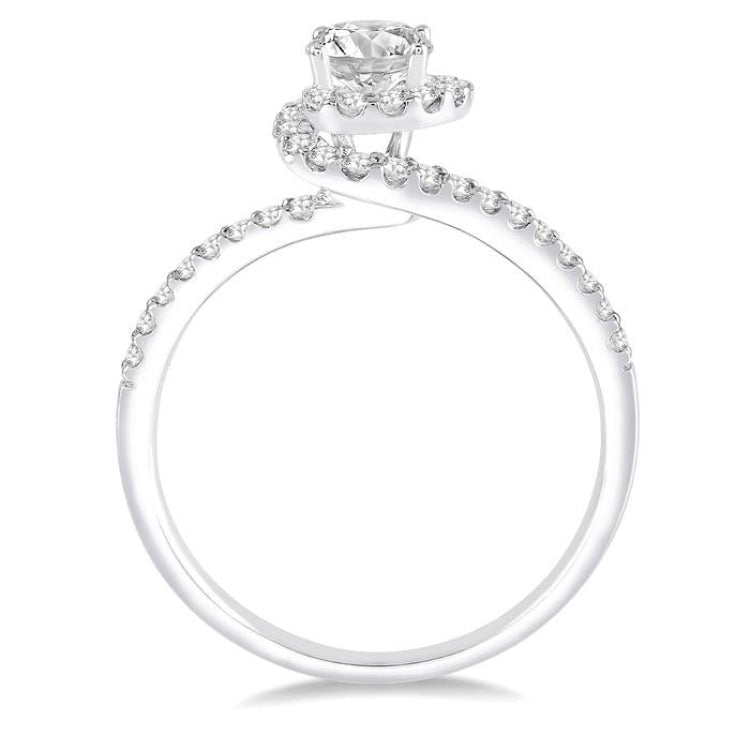1/2 Ctw Diamond Engagement Ring with 1/4 Ct Round Cut Center Stone in 14K White Gold