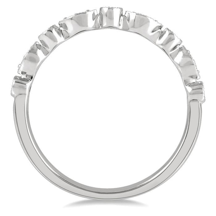 1/10 Ctw Marquise and Circular Lattice Round Cut Diamond Wedding Band in 14K White Gold