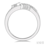 3/8 Ctw Tri Shape Mount Split Shank Lovebright Round Cut Diamond Ring in 14K White Gold