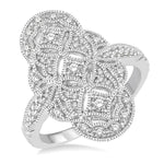 Load image into Gallery viewer, 1/2 Ctw Floral Geometry Round Cut Diamond Ladies Ring in 14K White Gold