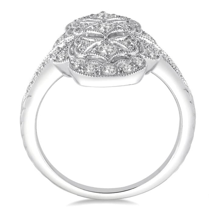 1/2 Ctw Floral Geometry Round Cut Diamond Ladies Ring in 14K White Gold