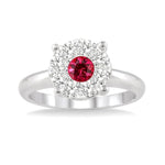Load image into Gallery viewer, 3.8 MM Round Cut Ruby and 1/3 Ctw Lovebright Diamond Precious Ring in 14K White Gold