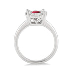 Load image into Gallery viewer, 3.8 MM Round Cut Ruby and 1/3 Ctw Lovebright Diamond Precious Ring in 14K White Gold