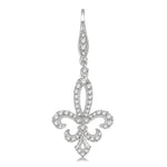 Load image into Gallery viewer, 3/4 Ctw Fleur De Lis Round Cut Diamond Hanging Earrings in 14K White Gold