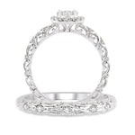 Load image into Gallery viewer, 1/2 Ctw Diamond Lovebright Wedding Set with 3/8 Ctw Round Cut Engagement Ring and 1/20 Ctw Wedding Band in 14K White Gold