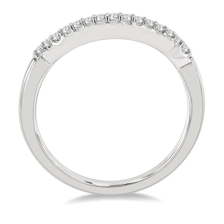 1/8 Ctw Indented Round Cut Diamond Wedding Band in 14K White Gold