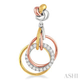 1/3 Ctw Round Cut Diamond Earrings in 14K Tri Color Gold