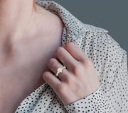 1/2 Ctw Pear Shape Center Criss Cross Carved Shank Lovebright Round Cut Diamond Engagement Ring in 14K Yellow and White gold