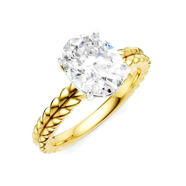 1/20 Ctw Oval Shape Round Cut Diamond Semi-Mount Engagement Ring in 14K White Gold