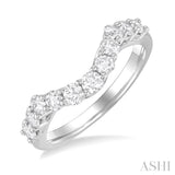 3/4 Ctw Curved Round Cut Diamond Wedding Band in 14K White Gold