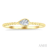 1/6 Ctw Ball Bead East-West Bezel Set Pear Cut Diamond Bead Bijoux Stackable Petite Fashion Ring in 14K Yellow Gold