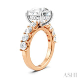 1 1/3 Ctw Round Shape Round Cut Diamond Semi-Mount Engagement Ring in 14K Rose and White Gold