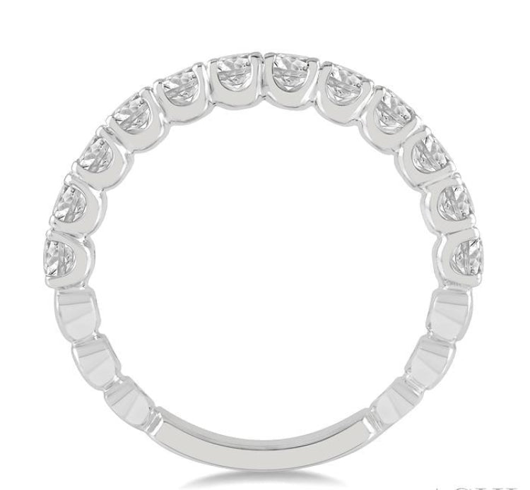 1 Ctw Round Cut Diamond Wedding Band in 14K White Gold
