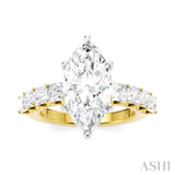 1 1/3 Ctw Marquise Shape Princess and Round Cut Diamond Semi-Mount Engagement Ring in 14K Yellow and White Gold