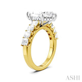 1 1/3 Ctw Marquise Shape Princess and Round Cut Diamond Semi-Mount Engagement Ring in 14K Yellow and White Gold