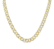 1/4 Ctw Round Cut Diamond Cuban Link Necklace in Yellow Gold Vermeil