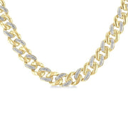 1/4 Ctw Round Cut Diamond Cuban Link Necklace in Yellow Gold Vermeil