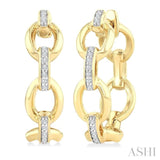 1/10 Ctw Bold Open Window Oval Shaped Round Cut Diamond Fashion Hoop Earrings in 10K Yellow Gold