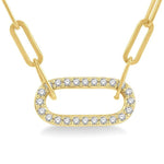 Load image into Gallery viewer, 1/4 Ctw Paperclip Round Cut Diamond Pendant With Chain in 14K Yellow Gold