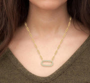 1/4 Ctw Paperclip Round Cut Diamond Pendant With Chain in 14K Yellow Gold