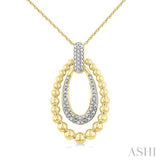 1/10 Ctw Bold Double Oval Ball Bead & Round Cut Bead Bijoux Diamond Fashion Pendant With Chain in Yellow Gold Vermeil