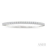 3 Ctw Round Cut Diamond Halfway Straight Flex Bangle in 14K White Gold