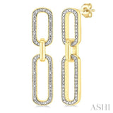 1/10 Ctw Bold Paperclip Round Cut Diamond Fashion Earrings in Yellow Gold Vermeil