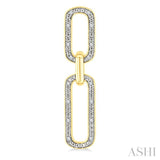 1/10 Ctw Bold Paperclip Round Cut Diamond Fashion Earrings in Yellow Gold Vermeil