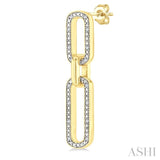 1/10 Ctw Bold Paperclip Round Cut Diamond Fashion Earrings in Yellow Gold Vermeil