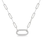 Load image into Gallery viewer, 1/4 Ctw Paperclip Round Cut Diamond Pendant With Chain in 14K White Gold