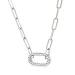 Load image into Gallery viewer, 1/4 Ctw Paperclip Round Cut Diamond Pendant With Chain in 14K White Gold