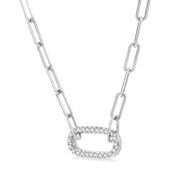 1/4 Ctw Paperclip Round Cut Diamond Pendant With Chain in 14K White Gold