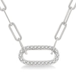 Load image into Gallery viewer, 1/4 Ctw Paperclip Round Cut Diamond Pendant With Chain in 14K White Gold