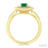 1/3 Ctw Art Deco 6X4MM Emerald, Baguette and Round Cut Diamond Precious Fashion Ring in 14K Yellow Gold