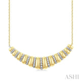 1/10 Ctw Bold Puff Ribbed Curve Round Cut Diamond Pirouette Fashion Pendant With Chain in Yellow Gold Vermeil