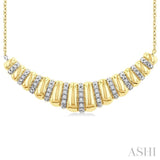 1/10 Ctw Bold Puff Ribbed Curve Round Cut Diamond Pirouette Fashion Pendant With Chain in Yellow Gold Vermeil