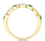 Load image into Gallery viewer, 4X3 MM Oval Shape Emerald and 1/2 Ctw Oval Cut Diamond 7 Stone Bezel Set Precious Fashion Band in 14K Yellow Gold