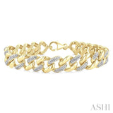 1/6 Ctw Round Cut Diamond Cuban Link Bracelet in Yellow Gold Vermeil