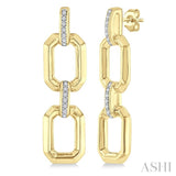 1/10 Ctw Bold Octagonal Link Round Cut Diamond Fashion Earrings in Yellow Gold Vermeil